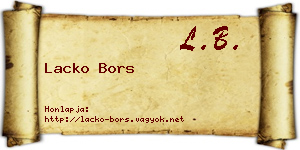 Lacko Bors névjegykártya